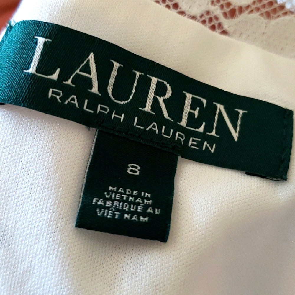 Sleeveless White Lace Ralph Lauren Sheath Dress - Picture 4 of 7